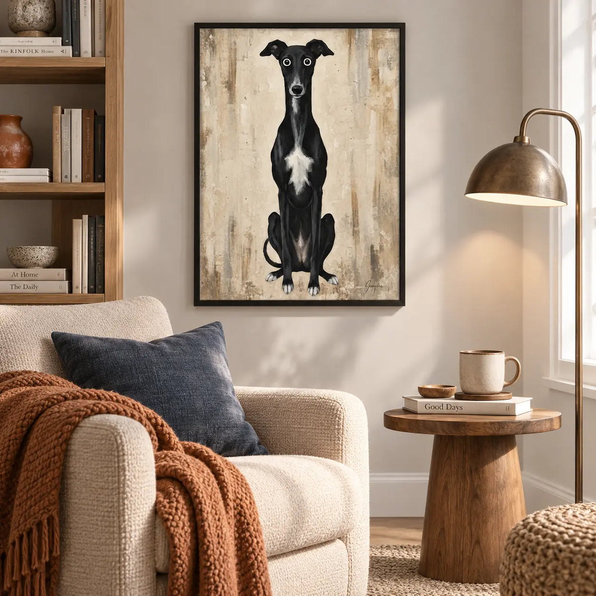 Black Greyhound Minimal Portrait Wall Art 5