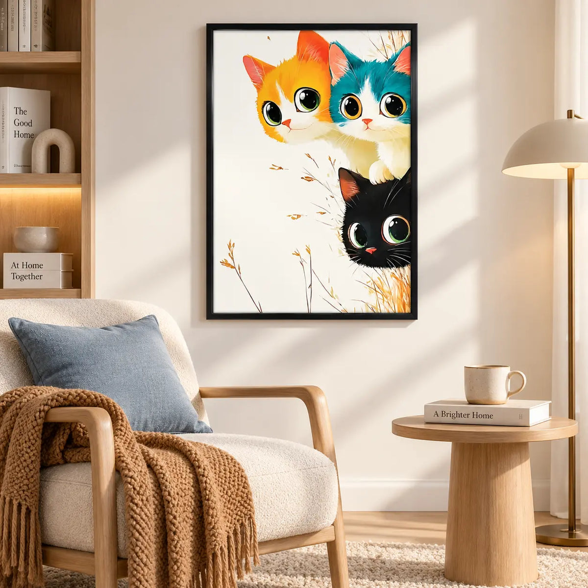 Colorful Three Cats Big Eyes Illustration Wall Art 6