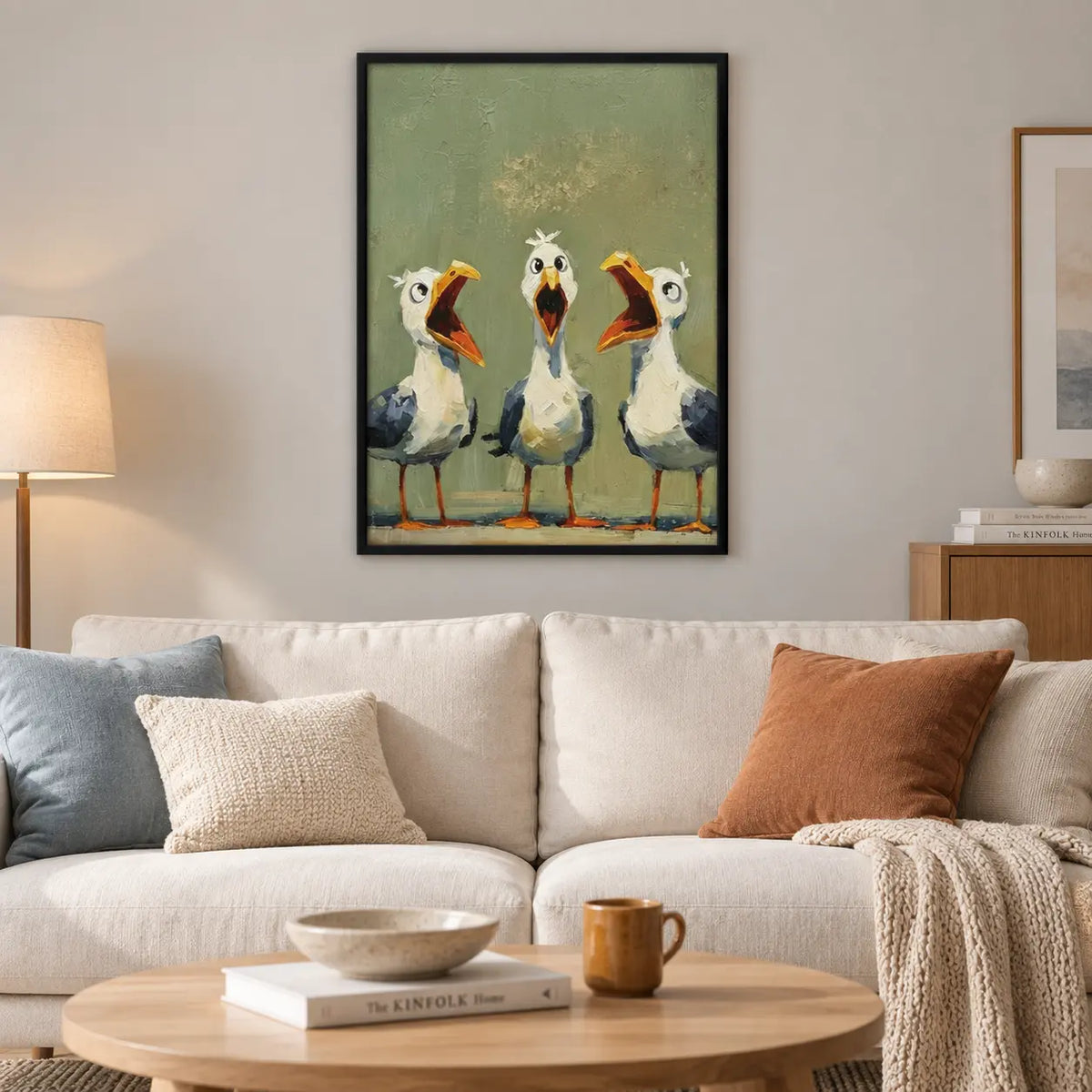 Funny Seagull Trio Singing Wall Art 2