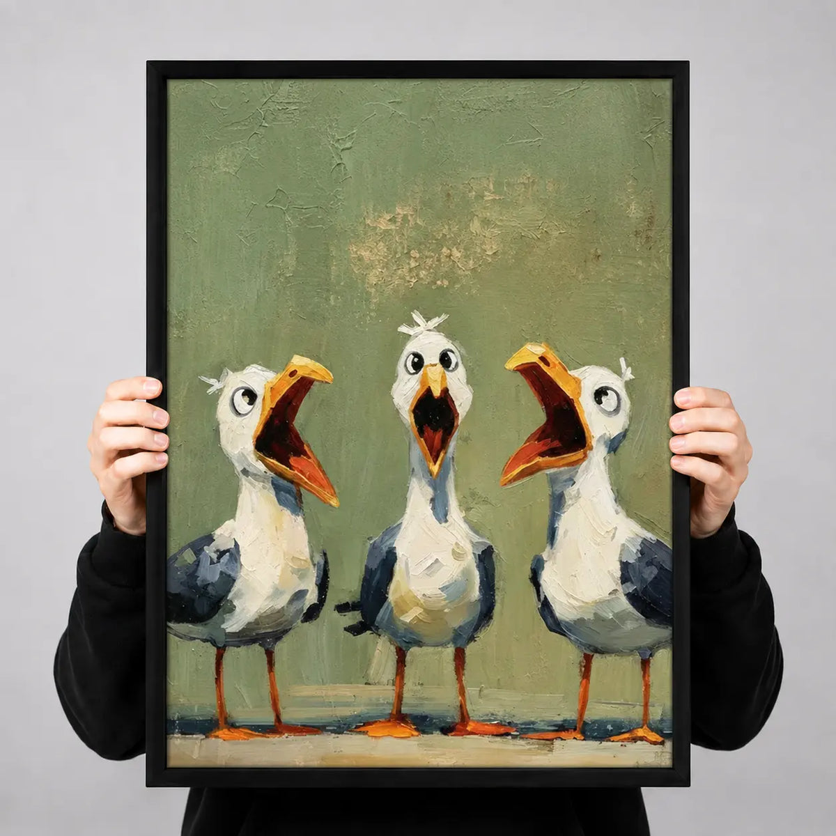 Funny Seagull Trio Singing Wall Art 3