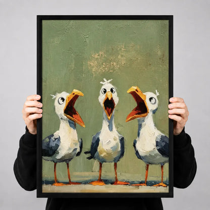Funny Seagull Trio Singing Wall Art 3