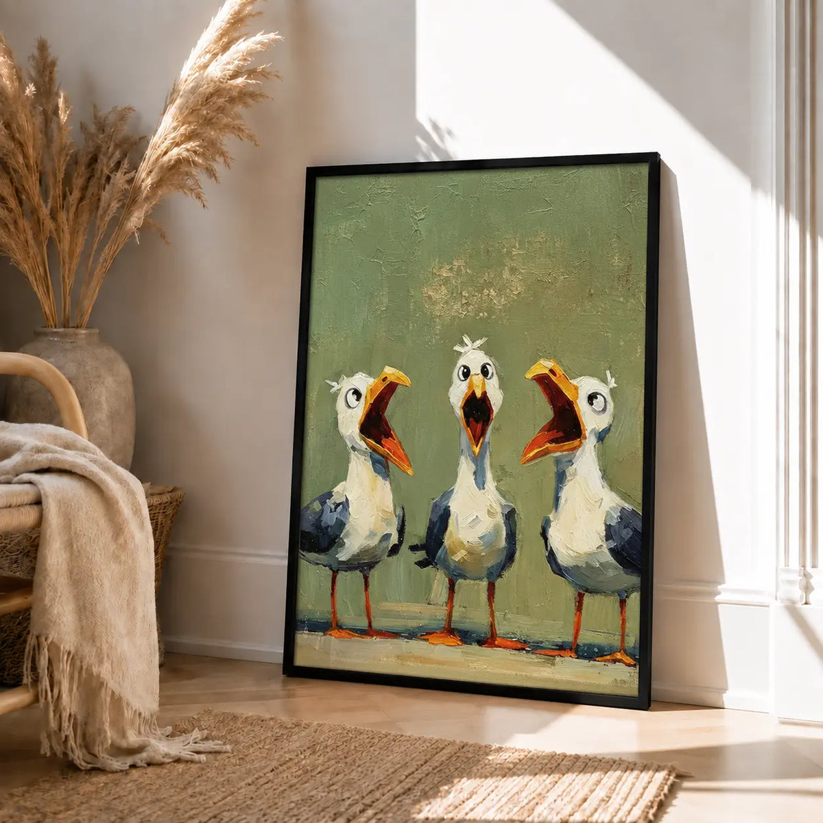 Funny Seagull Trio Singing Wall Art 4