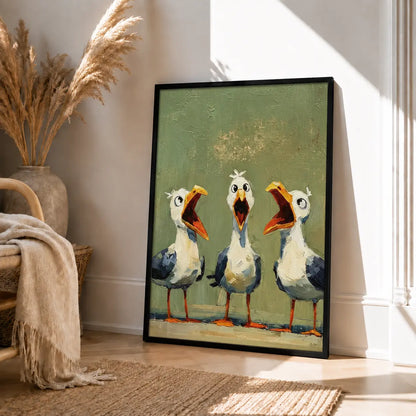Funny Seagull Trio Singing Wall Art 4