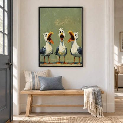 Funny Seagull Trio Singing Wall Art 6