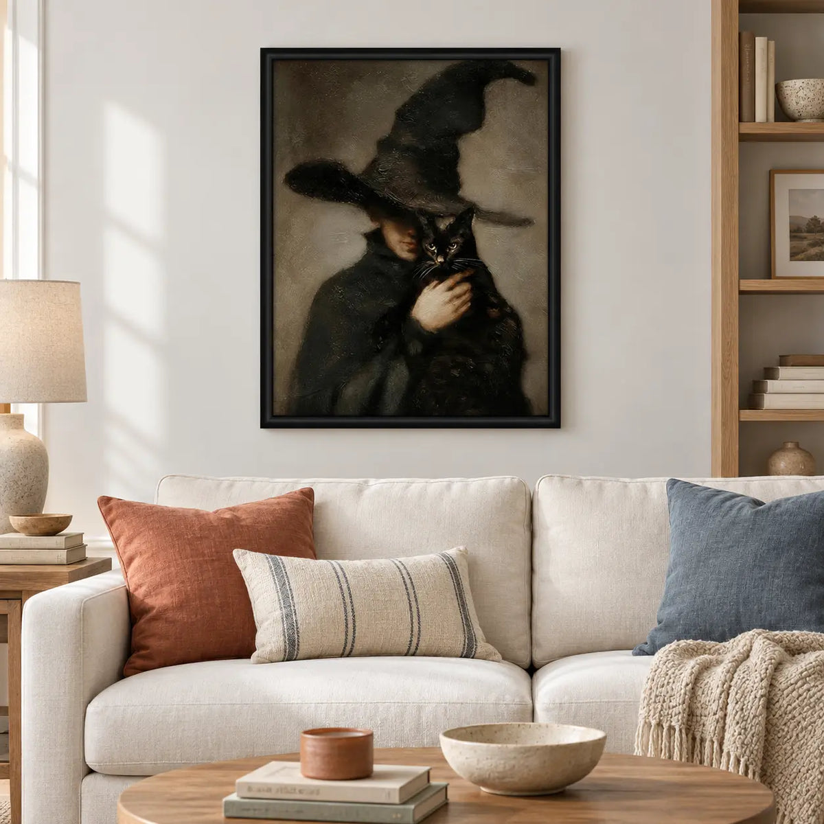 Witch Holding Black Cat Gothic Halloween Wall Art 2