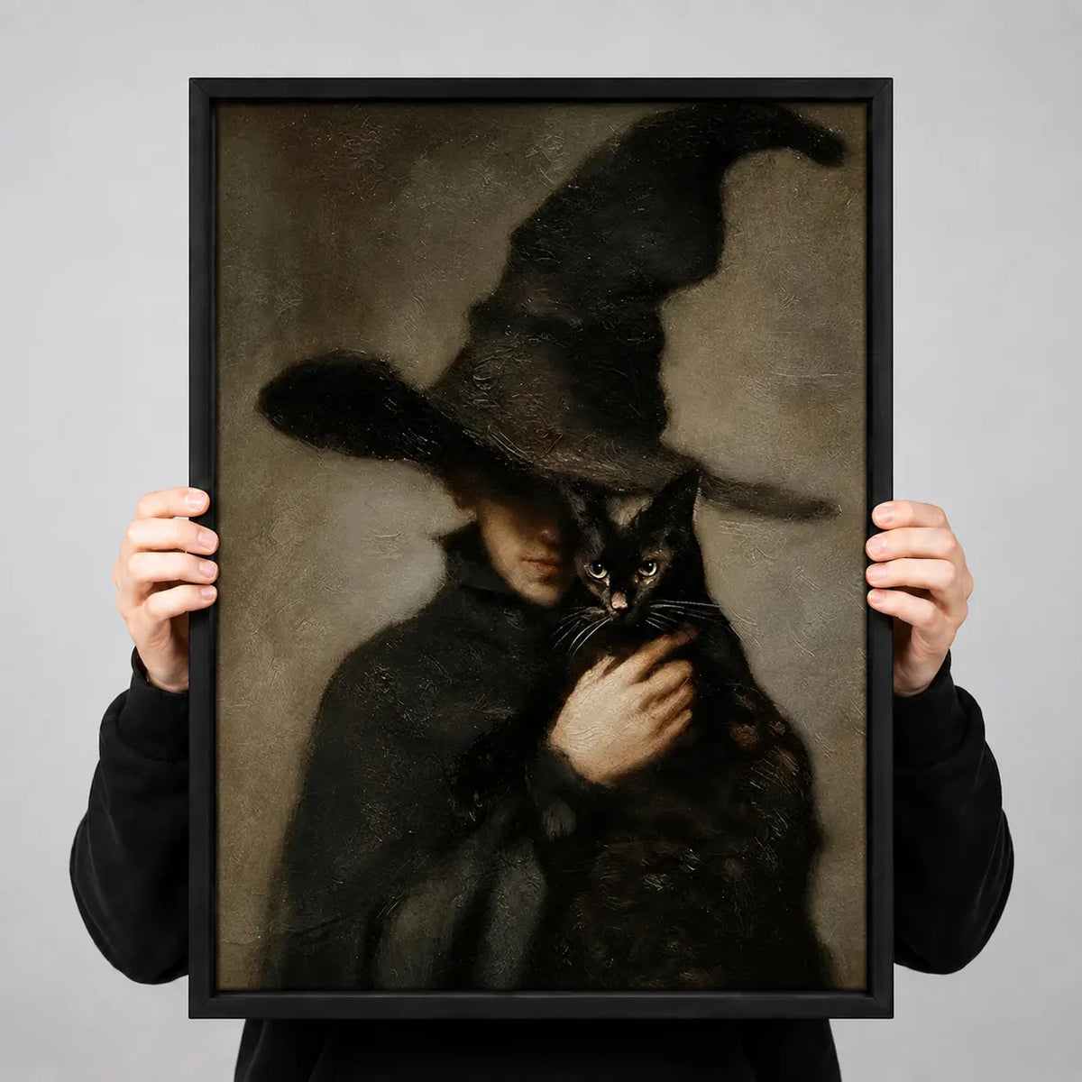Witch Holding Black Cat Gothic Halloween Wall Art 3