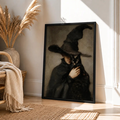 Witch Holding Black Cat Gothic Halloween Wall Art 4
