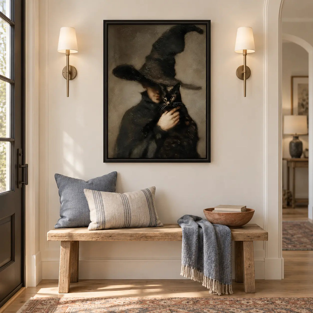 Witch Holding Black Cat Gothic Halloween Wall Art 5