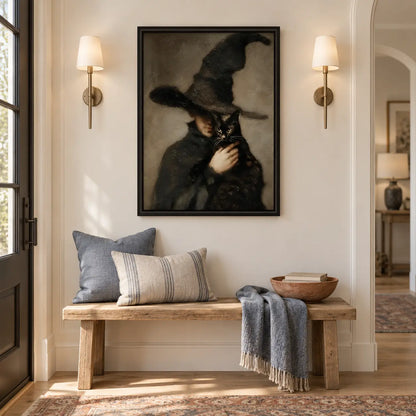 Witch Holding Black Cat Gothic Halloween Wall Art 5