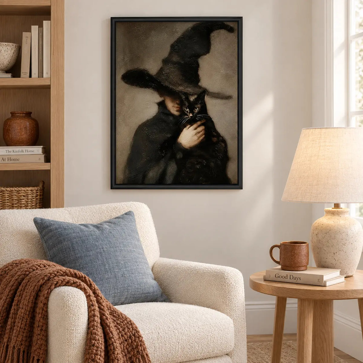 Witch Holding Black Cat Gothic Halloween Wall Art 6