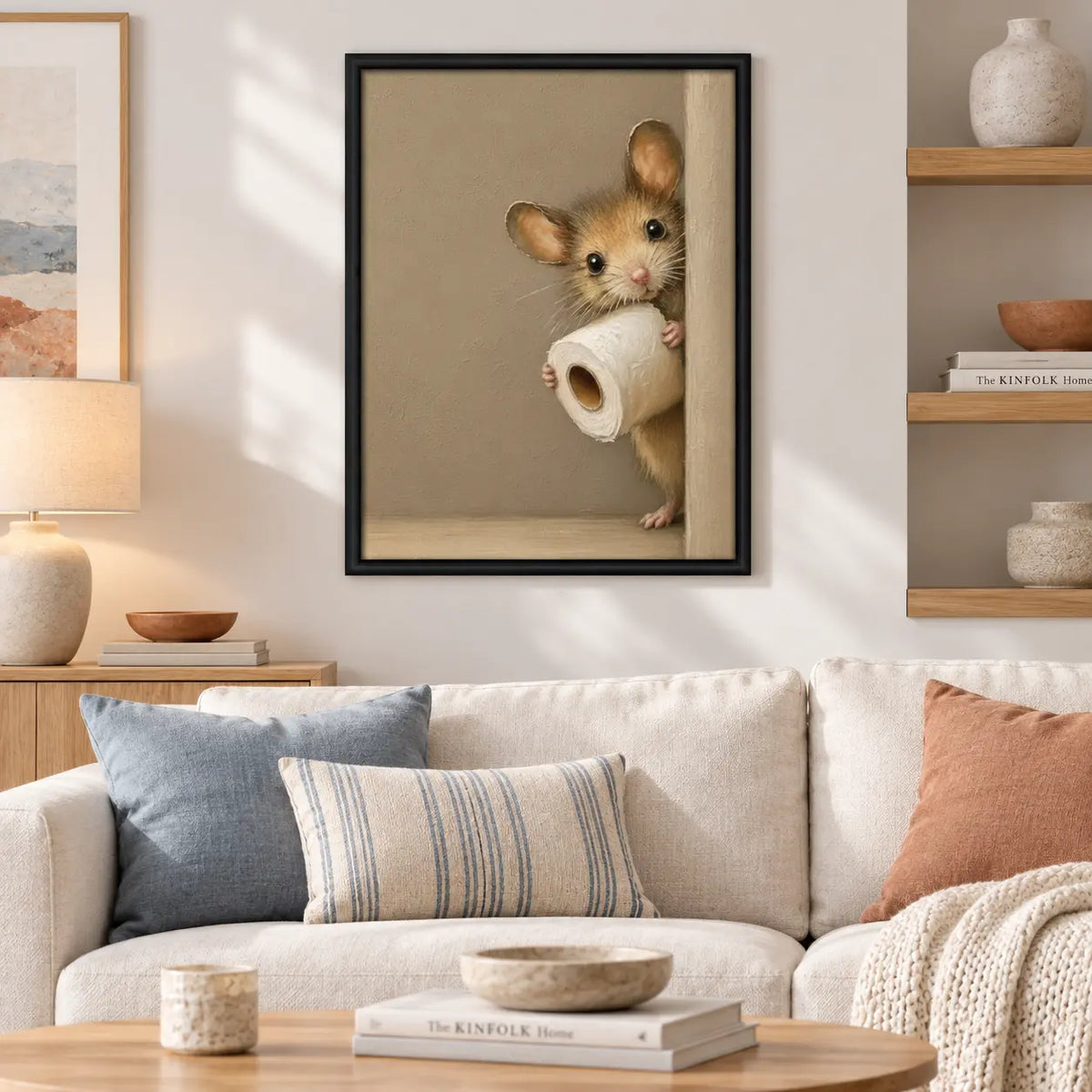 Cute Mouse Holding Toilet Paper Wall Art 2