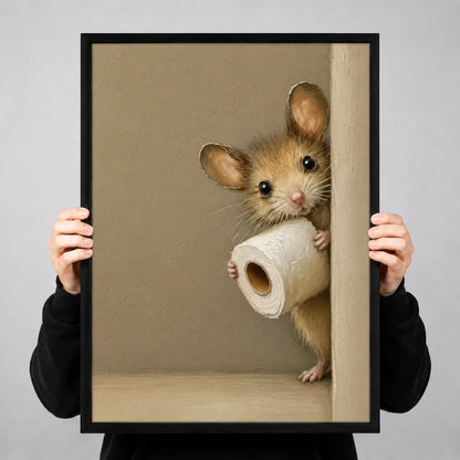 Cute Mouse Holding Toilet Paper Wall Art 3