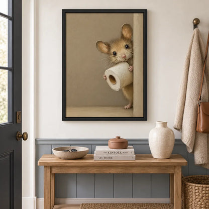 Cute Mouse Holding Toilet Paper Wall Art 5