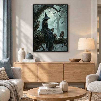 Witch And Owls Dark Forest Fantasy Wall Art 2