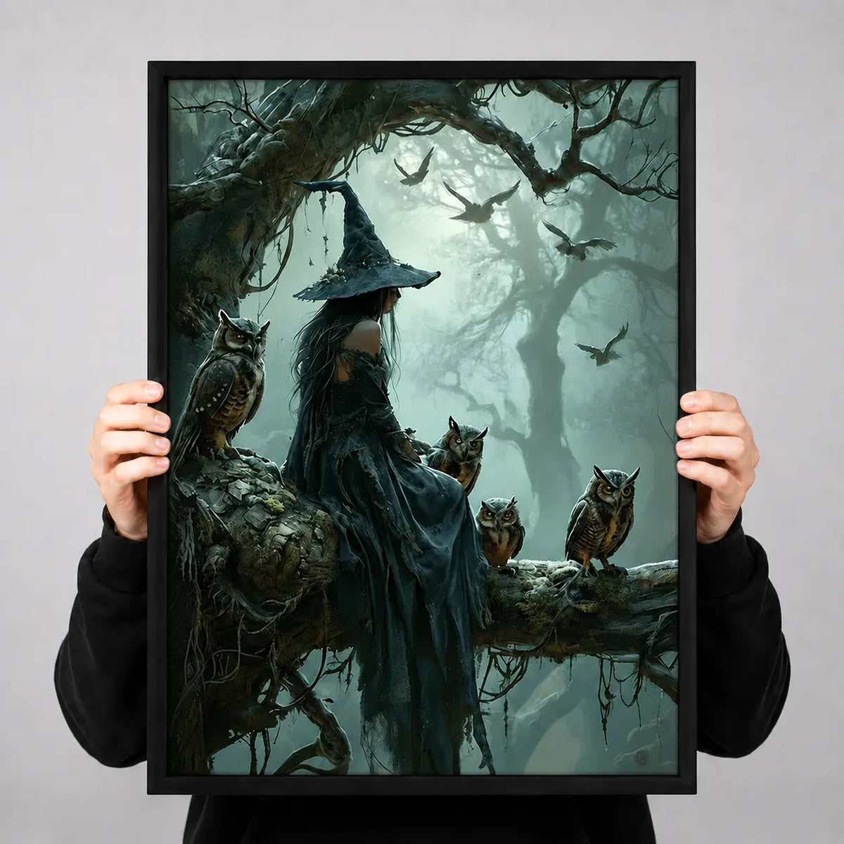 Witch And Owls Dark Forest Fantasy Wall Art 3