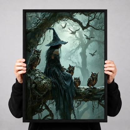 Witch And Owls Dark Forest Fantasy Wall Art 3