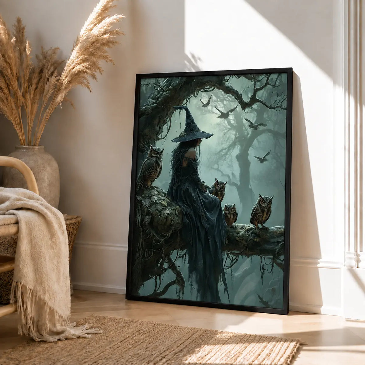 Witch And Owls Dark Forest Fantasy Wall Art 4