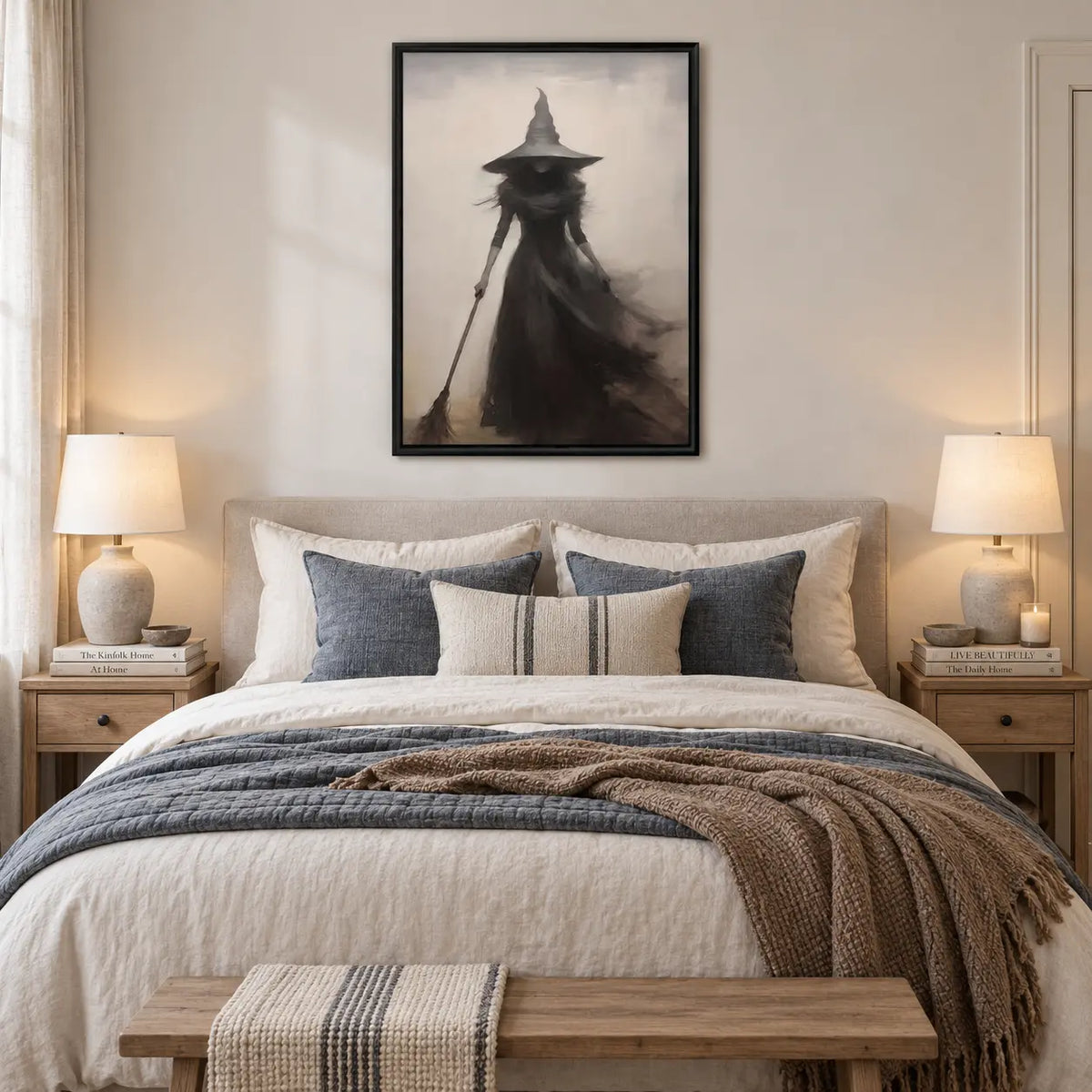 Shadow Witch With Broom Minimal Halloween Wall Art 5