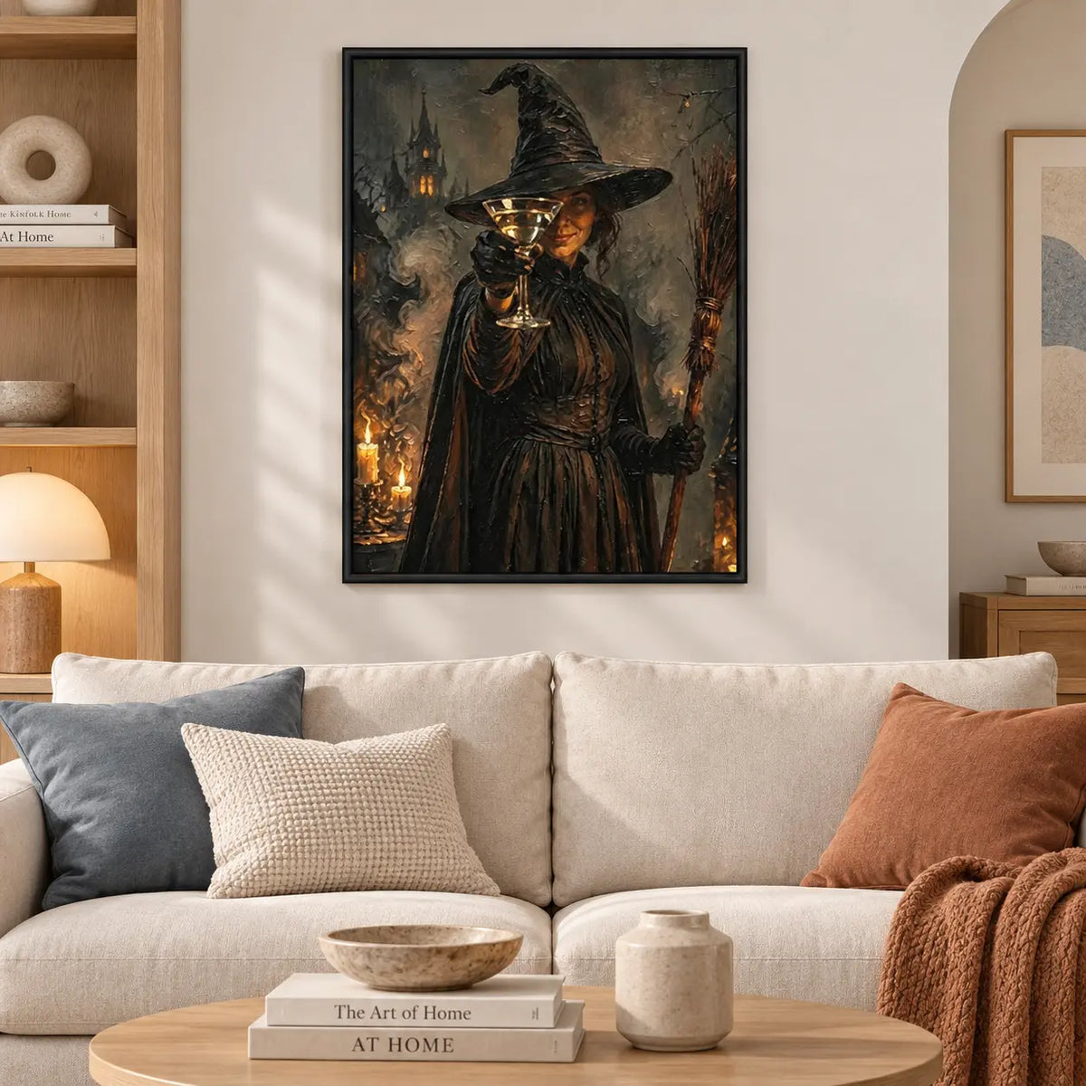 Witch Holding Cocktail Halloween Vintage Wall Art 2
