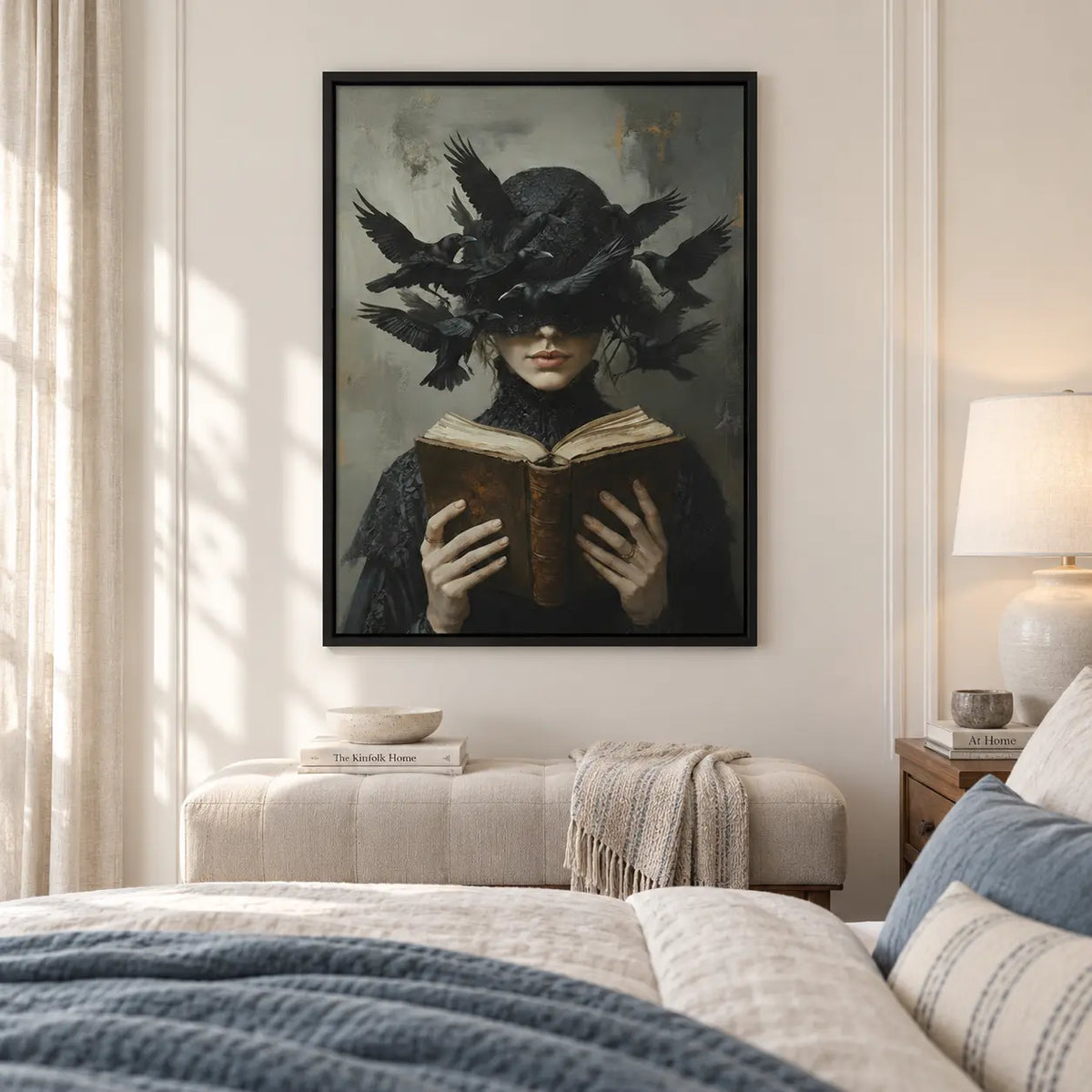 Witch Reading With Raven Swarm Gothic Wall Art 5