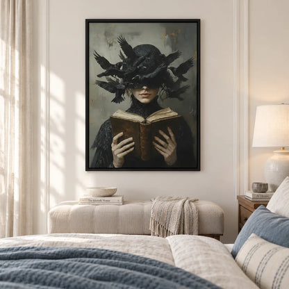 Witch Reading With Raven Swarm Gothic Wall Art 5