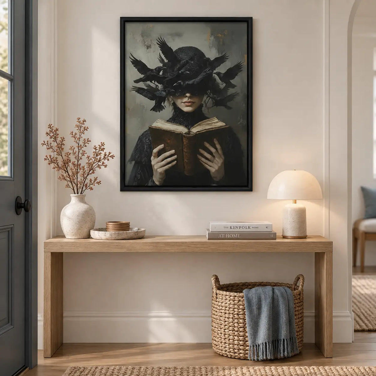 Witch Reading With Raven Swarm Gothic Wall Art 6