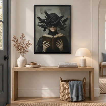 Witch Reading With Raven Swarm Gothic Wall Art 6