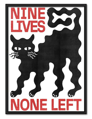 Nine Lives Black Cat Graphic Wall Art