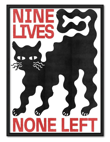 Nine Lives Black Cat Graphic Wall Art