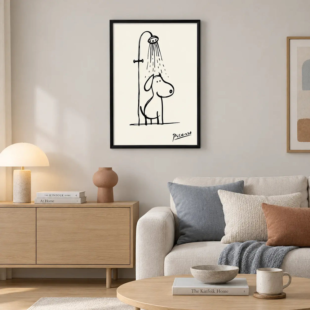 Cute Dog Shower Minimal Line Art Wall Art 2