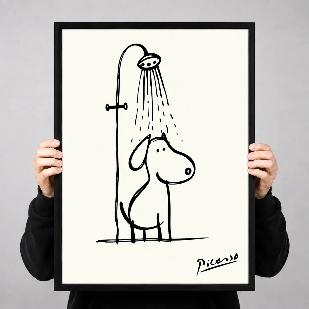 Cute Dog Shower Minimal Line Art Wall Art 3