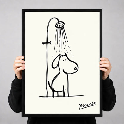 Cute Dog Shower Minimal Line Art Wall Art 3