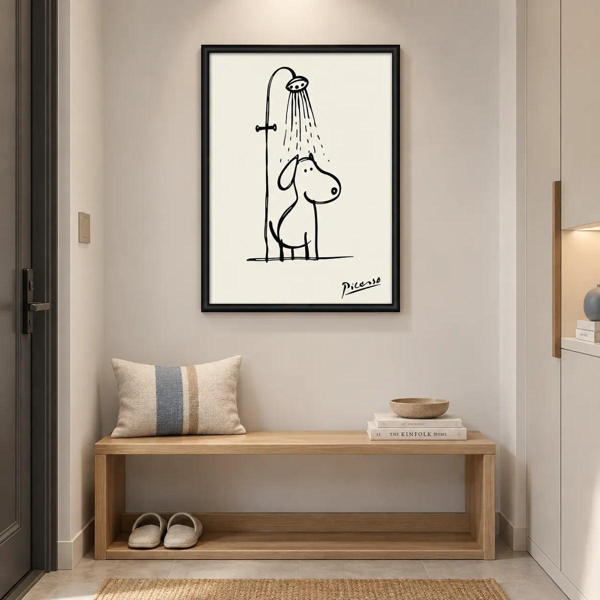 Cute Dog Shower Minimal Line Art Wall Art 5