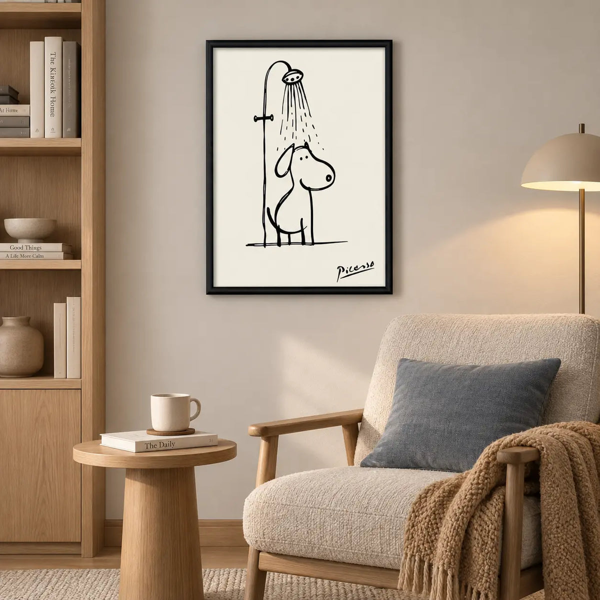 Cute Dog Shower Minimal Line Art Wall Art 6