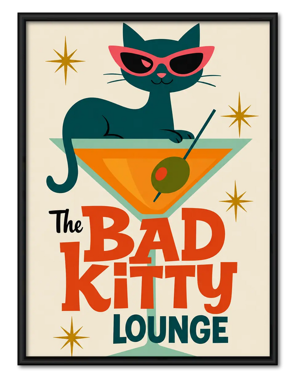 The Bad Kitty Lounge Retro Cat Wall Art