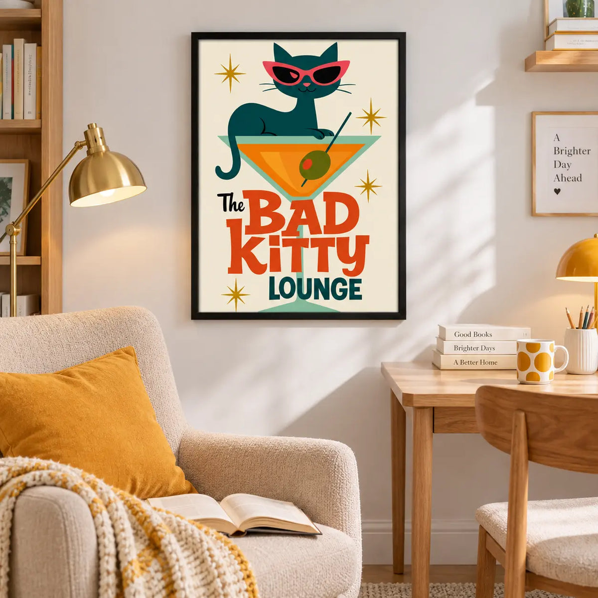 The Bad Kitty Lounge Retro Cat Wall Art 2