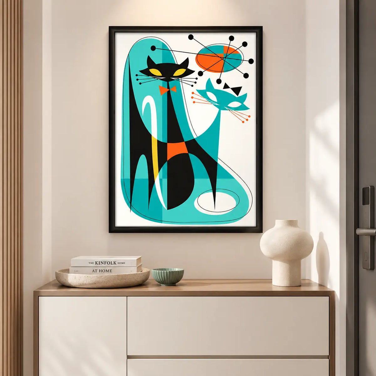 Retro Geometric Cat Mid Century Wall Art 6