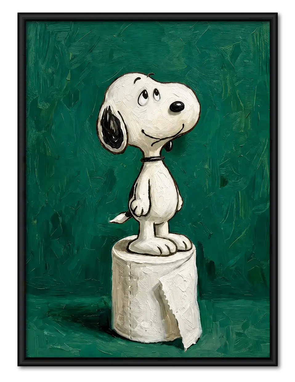 Cute White Dog On Toilet Paper Roll Wall Art 1
