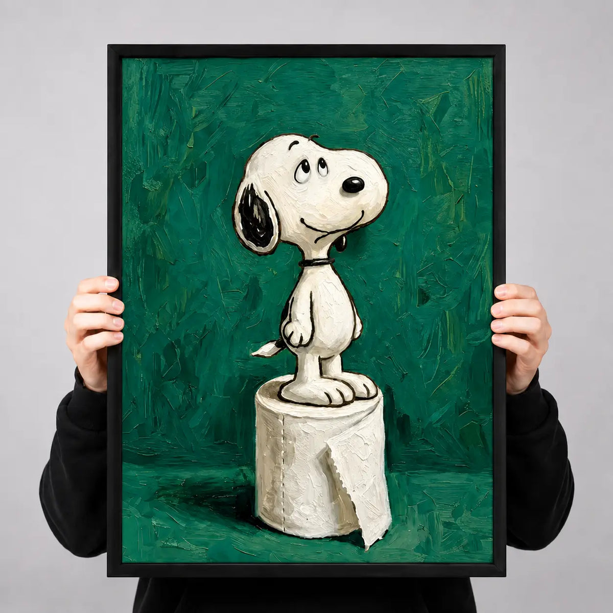 Cute White Dog On Toilet Paper Roll Wall Art 3