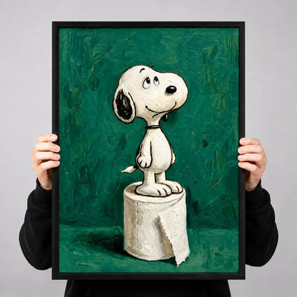 Cute White Dog On Toilet Paper Roll Wall Art 3