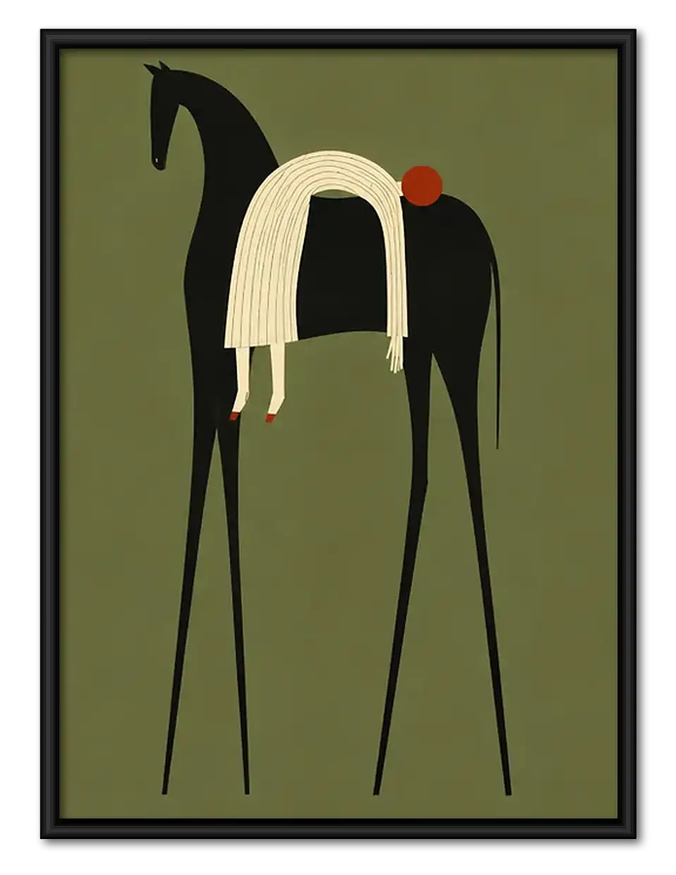 Abstract Black Horse and Rider Wall Art 1