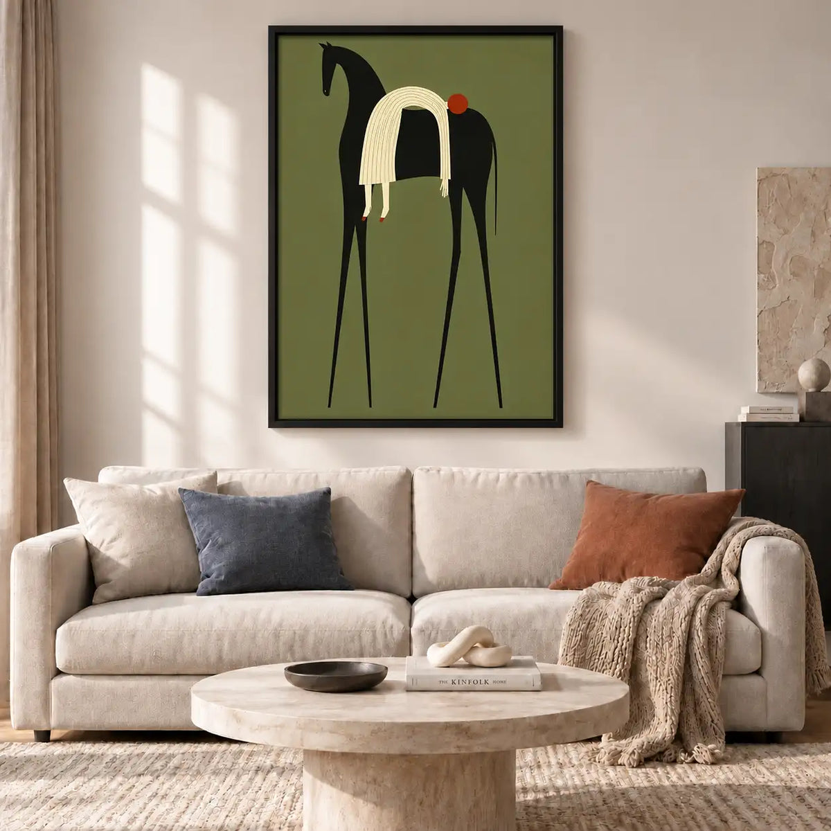 Abstract Black Horse and Rider Wall Art 2