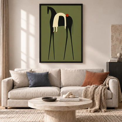 Abstract Black Horse and Rider Wall Art 2