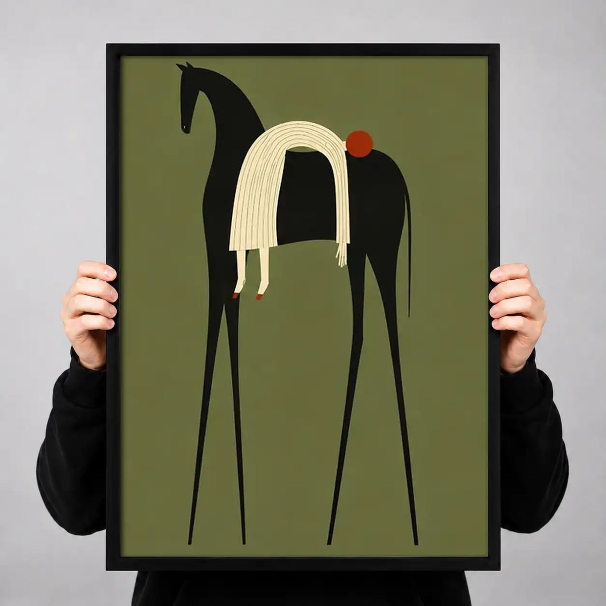 Abstract Black Horse and Rider Wall Art 3