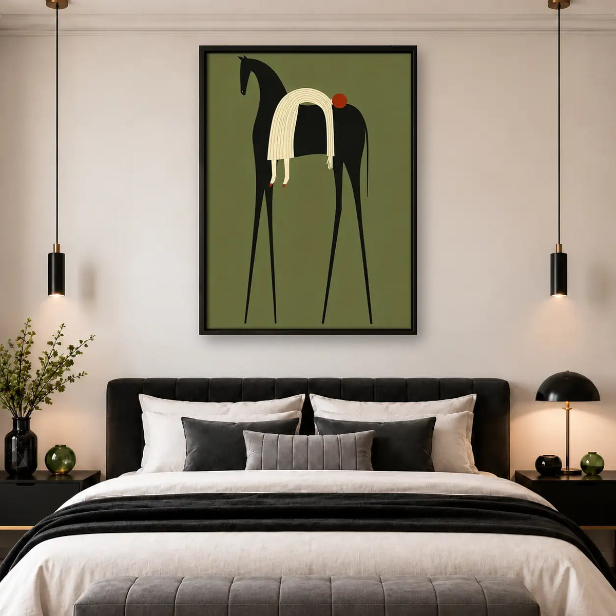 Abstract Black Horse and Rider Wall Art 4