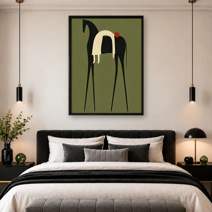Abstract Black Horse and Rider Wall Art 4