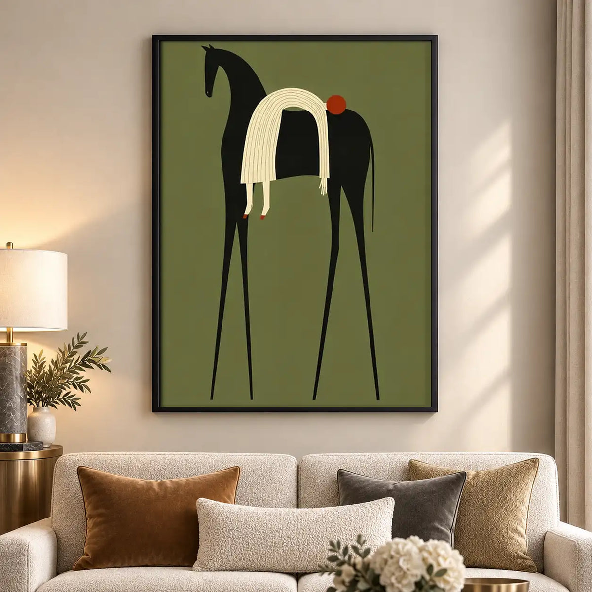 Abstract Black Horse and Rider Wall Art 5