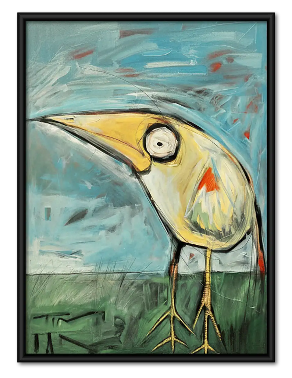 Abstract Blue Bird Portrait Wall Art 1