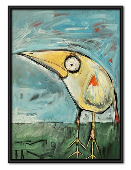 Abstract Blue Bird Portrait Wall Art