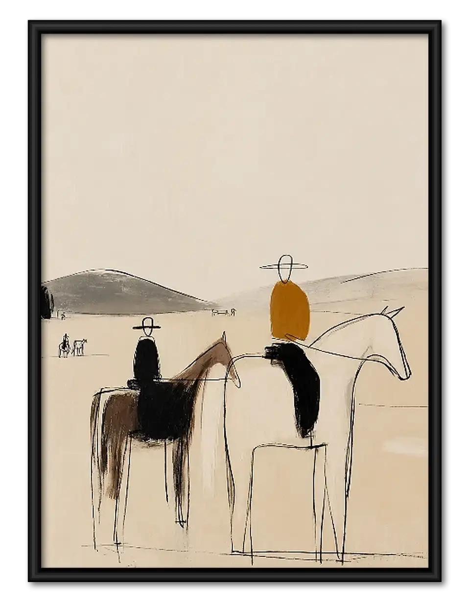 Abstract Cowboys and Horses Wall Art 1